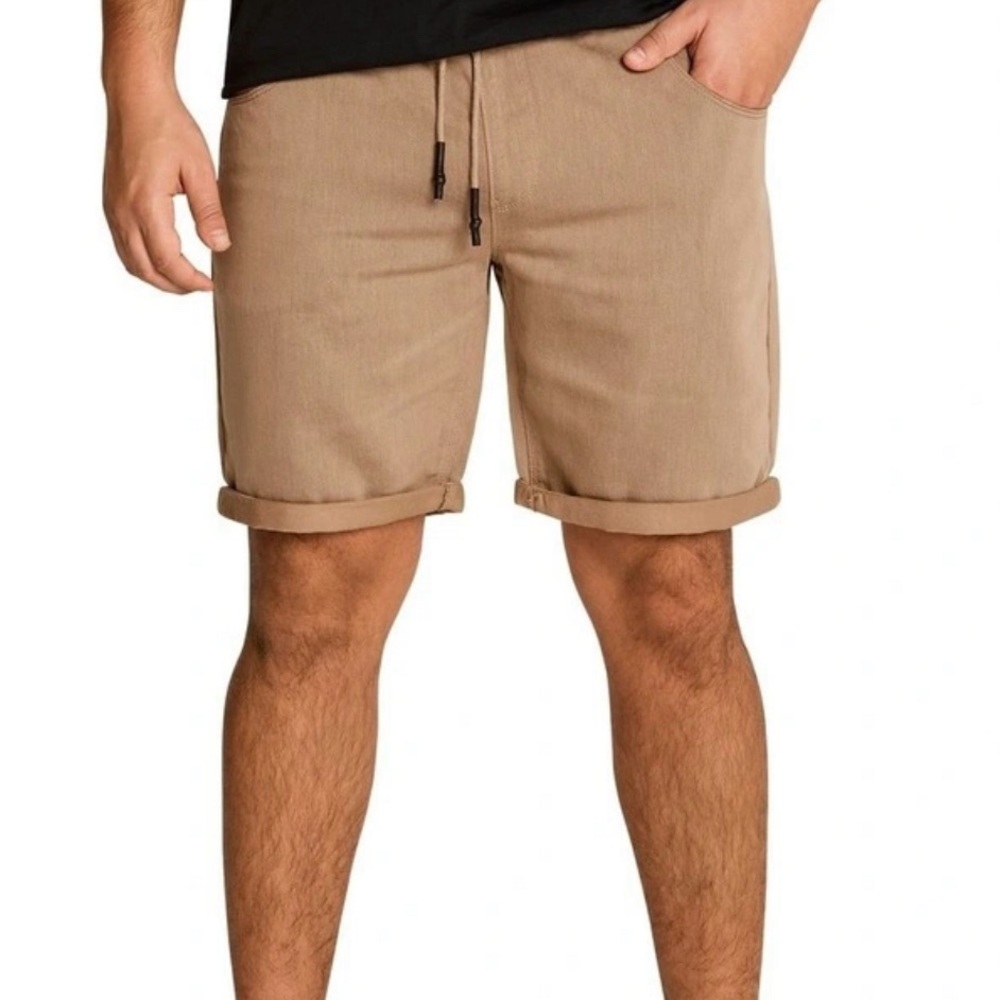 Johnny Bigg Shorts Mens 38 Khaki Sand Drawstring Walk Short Stretch 4 Pocket NWT